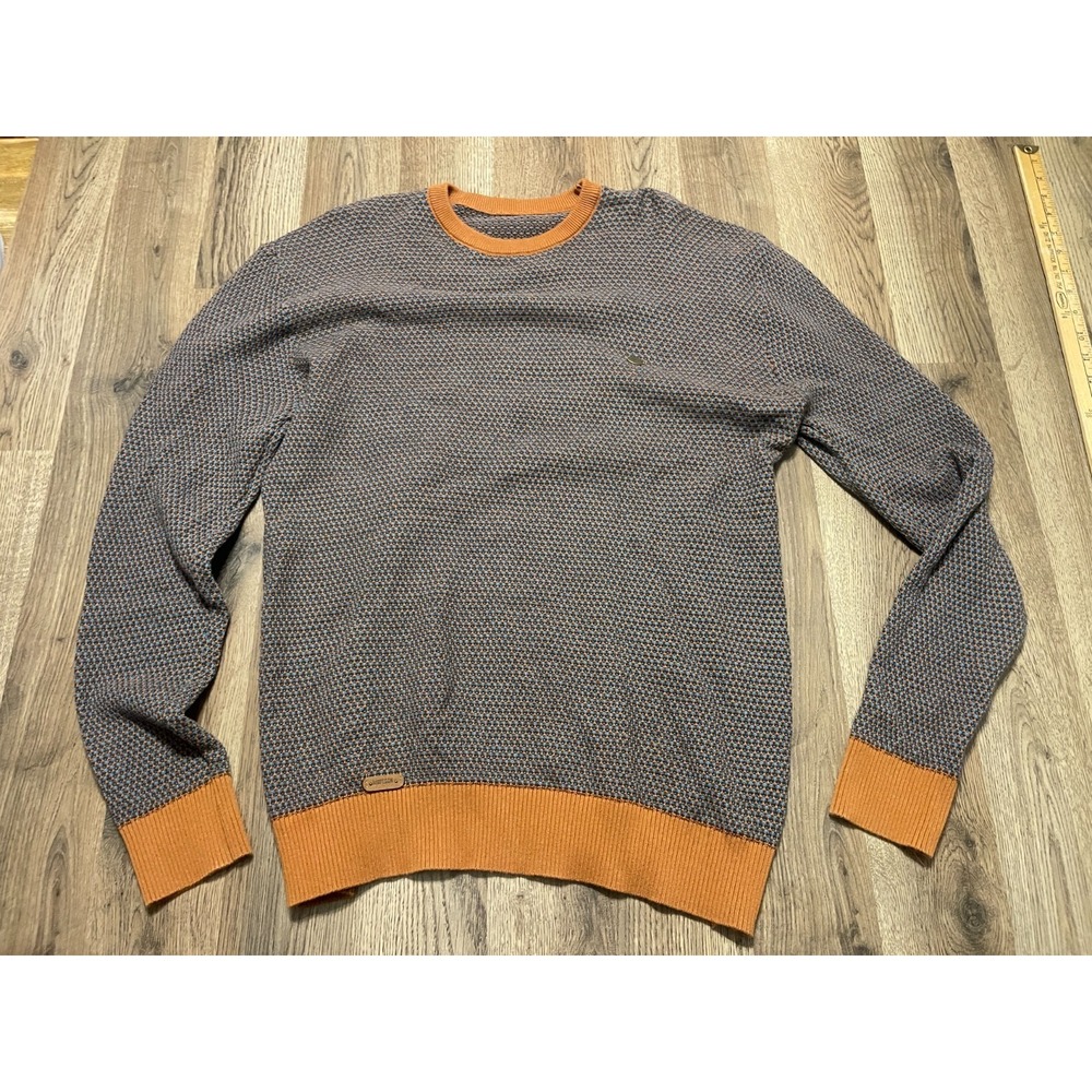 Aiopeson Sweater, Men's Size Large, Brown Blue Orange, Crew Neck, Pullover